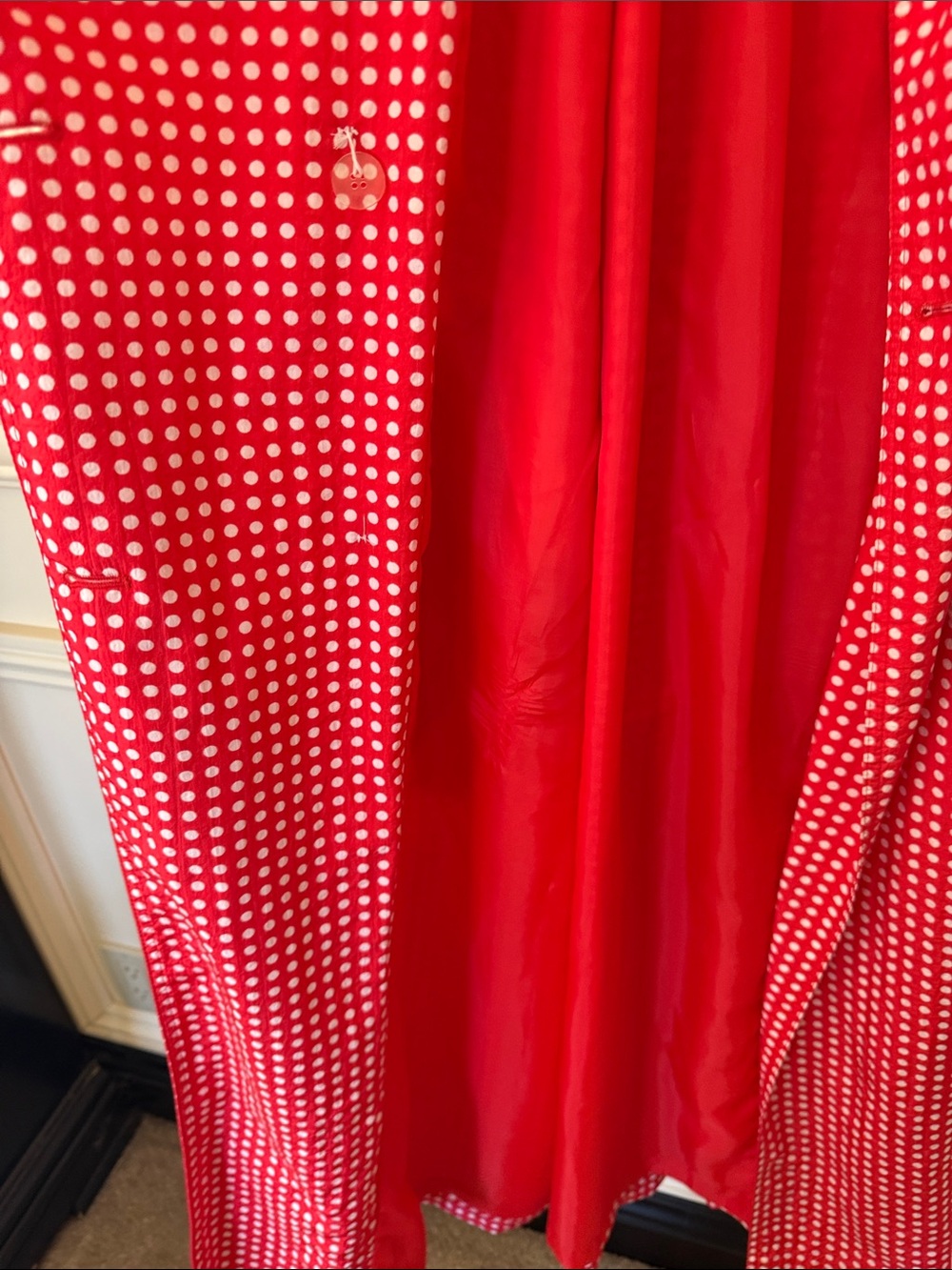 Whimsy Red White Polka Dot Rain Trench Coat Jacket by Mosaic Size XL - Picture 5 of 8
